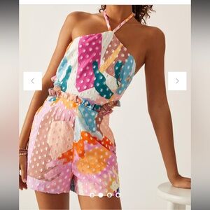 Anthropologie Hutch Printed Halter Romper